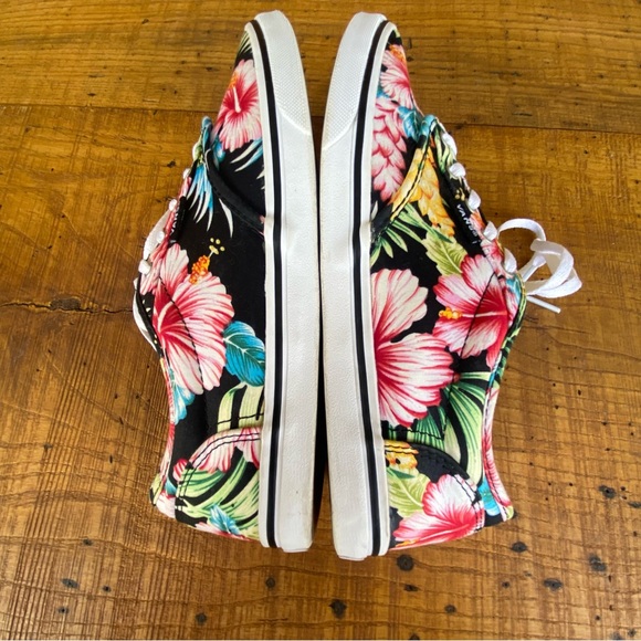 Vans Hawaiian Hibiscus Floral Print Skateboard Sneakers Women’s 8.5 Lace Up - Picture 3 of 11